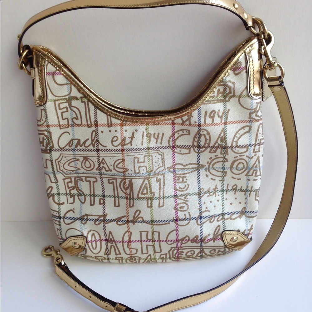 COACH Tattarsall graffiti hobo shoulder  and cross body bag